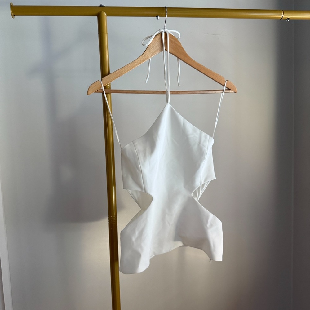 NWT Zara Silk Halter with Waist Cutouts